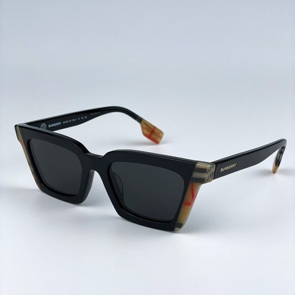 NEW Burberry BE4392U BRIAR 405587 Black Vintage Check Dark Grey Cat Eye Women - Picture 3 of 9